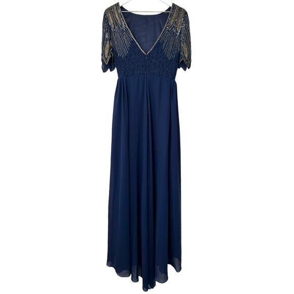 ASOS Virgos Lounge Lena Navy Beaded Maxi Dress Size 6 - Picture 12 of 16